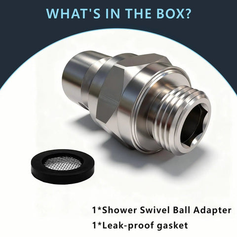 Solid Brass Shower Head Swivel Ball Joint Adapter For Adjustable Angle And Universal Connector Fits Fixed Handheld And Rain Showers, adapter and gasket