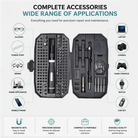 Premium 152 in 1 Precision Magnetic Screwdriver Set With Crv Steel Bits For Laptop, Phone, Console, PC And Watch Repair Kit Including Torx Tools. Open case