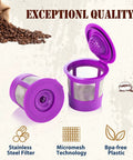 Stainless Steel Refillable K Cups For 1.0 And 2.0 Brewers, Eco Friendly Mesh Filter Pods Pack Of 4, purple stainless steel K-Cups