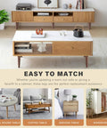 Living room scene with coffee table and sideboard showcasing 12 Inch Round Solid Wood Furniture Legs Set Of 4 For Mid Century Modern Style Replacement Tables Cabinets Chairs Dressers Ottomans Benches Beds And More Heavy Duty Up To 1762 Pounds Capacity DIY Friendly.