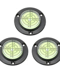 Nexarelle 3pcs Round Bubble Level D:48.9mm, H: 9.2mm Black/Green, showing clear scale in three round levels.