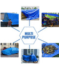 Blue 8x10 Foot Heavy Duty Waterproof Tarps Pack Of 4 For Camping And Outdoor Projects, versatility in various uses.
