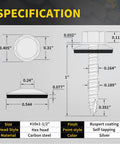 Tough As Nails Hex Head Self Tapping Roofing Screws Size Ten By One Point Five Inch Bundle Of Three Hundred with specifications and measurements.