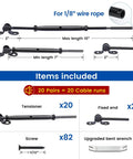Diagram of One Eighth Inch Black Cable Railing Hardware Kit With Swage Toggle Turnbuckle For Wood Posts, 40 Pack CK07 components