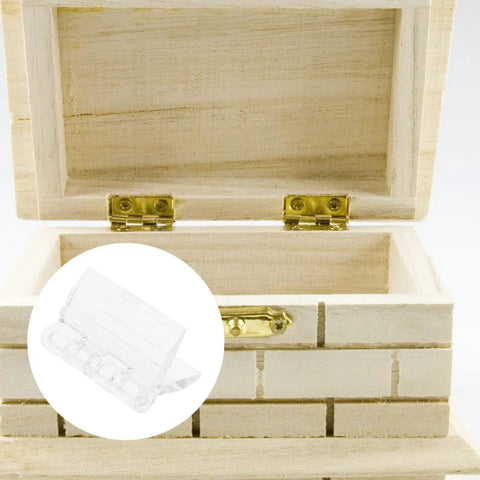 Slick All Purpose Acrylic Hinges For Jewelry Boxes And Crafts 10 Pack Small Piano Hinges on open wooden jewelry box