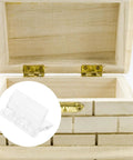 10 Pack Acrylic Folding Hinges For Jewelry Boxes And Display Cases, shown with opened wooden box for DIY crafts and storage solutions.