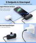 Mini Portable Charger For iPhone 17 16 15 Series And Android 5500mAh PD Fast Charging USB-C Power Bank connected to phone and outlet