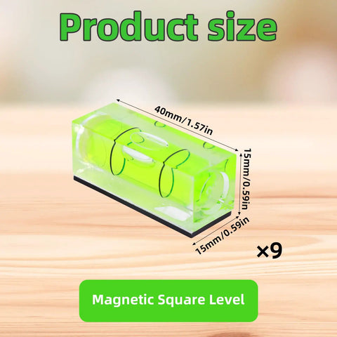 9 Piece Mini Magnetic Square Bubble Spirit Level Set Offering Dead Center Precision For Phonograph Turntables Camera Tripods Drills And Home Repair Jobs Every Time