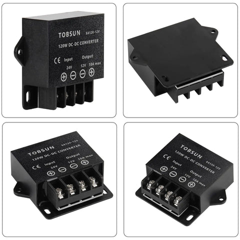 24V To 12V Buck Converter 120W 10A Power Regulator Module plug and play for automotive and industrial electronics, various angles