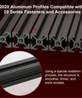 Close-up of 2020 aluminum square extrusions anodized black from 350mm Extrusion Frame Kit For 3D Printers with blind joints.