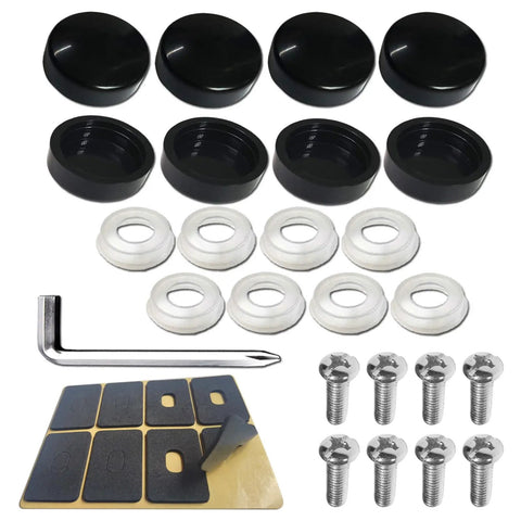 Matte Black License Plate Screw Caps Kit With M6X20mm Stainless Steel Bolts, Rustproof Car Tag Hardware Fastener Set