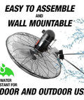 Beefy 24 Inch Outdoor Wall Mount Fan With 6800 CFM Airflow 80 Degree Oscillation Water Resistant for indoor and outdoor use
