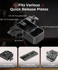 Sturdy Universal Camera Base Plate Kit With Dual 15mm Lightweight Rod Clamps quick release platform for various quick release plates