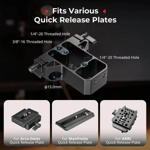 Sturdy Universal Camera Base Plate Kit With Dual 15mm Lightweight Rod Clamps quick release platform for various quick release plates