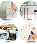 Bulk 12 Pack Digital Kitchen Timers with Magnetic Mounts, Count Up And Countdown Timers, large digits, white finish in use
