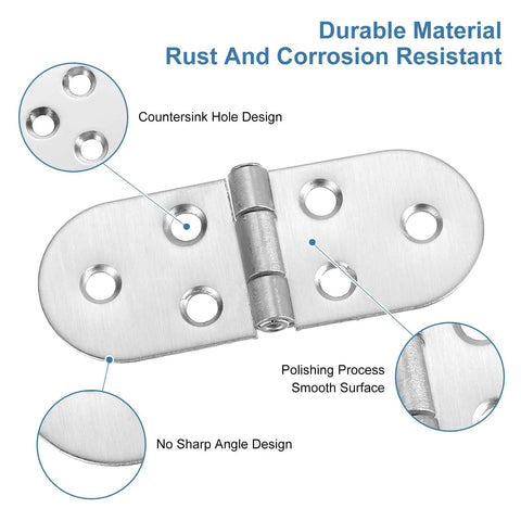 Heavy Duty Folding Table Hinges 4 Pack Stainless Steel Round Edge Brackets Easy Install Hardware For Furniture Build Solid Pivot Zero Drama Assembly Silver Finish Top Shelf Hardware Pick For Weekend Builders with countersink holes.