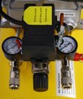 Ultra Quiet 3.5HP Portable Oil Lubricated Air Compressor pressure control and gauges on tank for precise nailing and painting.