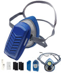 Front view of Mini Powered Respirator With Fan Assisted Breathing Boost For Dust And Fumes Letting You Breathe Easy H13 HEPA And Activated Carbon Filters For Paint Woodworking Construction And DIY