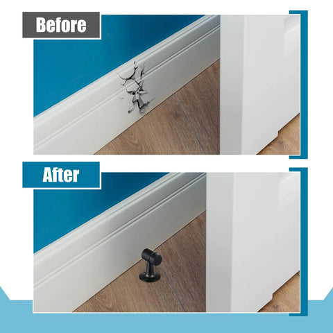 Before and after using 12 Pack Heavy Duty Floor Mounted Door Stop 3 Inch Aluminum Commercial Grade Door Stopper With Rubber Bumper