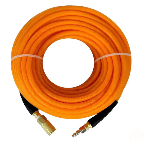1/4 Inch By 100 Feet Hybrid Polymer Air Hose With Bend Restrictors, ultra lightweight, rolled design for heavy duty use.