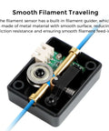 Ender 3 V3 SE and KE filament runout sensor kit with LED light showing filament guider for smooth feeding.
