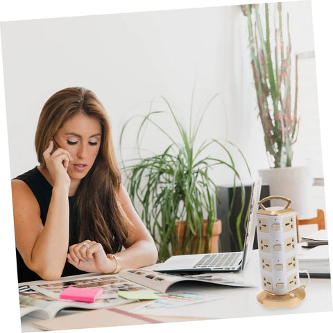 Heavy Hitter Power Strip With Quick Juice USB Ports And No Hassle Surge Guard For Your Home Office Setup on desk with laptop