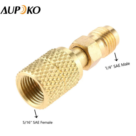 R410A Straight Swivel Mini Split Adapter With Five Sixteenth SAE Female To One Quarter SAE Male Quick Couplers For HVAC And Ductless Mini Split Systems Pro Grade DIY Friendly Two Pack, brass 5/16 SAE female to 1/4 SAE male