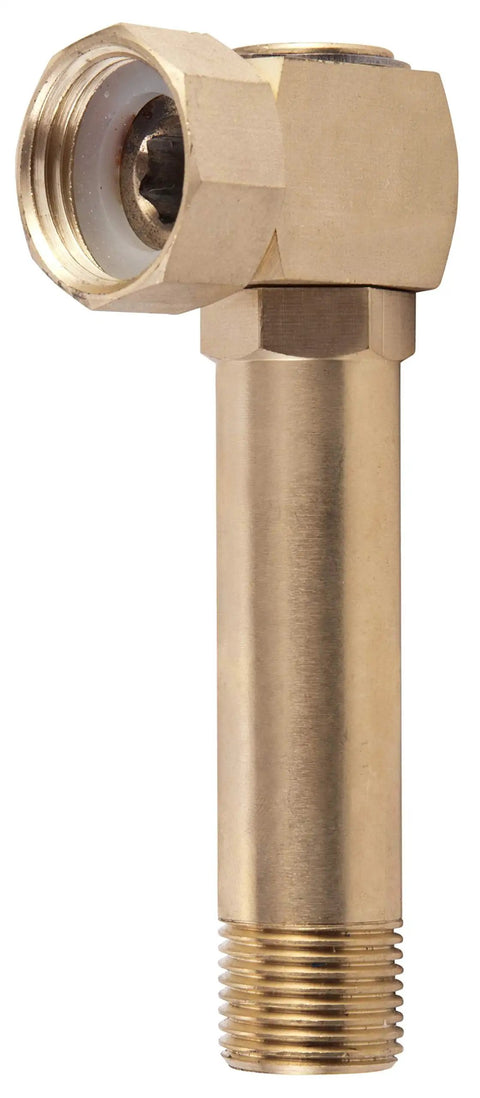 Brass Swivel Replacement for Hose Reels 704 705 714, 4.66 Inch Long, Heavy Duty Garden Reel Part, No Fuss Install, Brass Construction, Fits Worn Swivels, Model 4007 shown with threaded brass connector