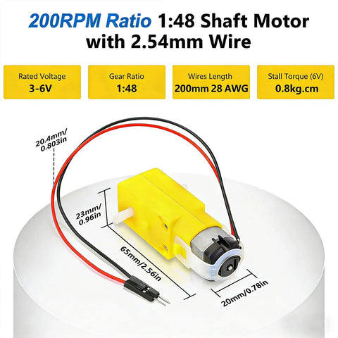 DC Gearbox Motor 3 To 6V With One To Forty Eight Gear Ratio Dual Shaft Small Electric Motor With Wire Measurements