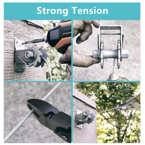 Heavy Duty Shade Sail Hardware Kit With Winches And Wire Rope Rust Free Stainless Steel Sun Shade Hardware Kit For Rectangle Square Triangle Shade Sail Installation 71 Pieces shown with tensioning tools and wall mounts