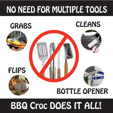 18 Inch 3 In 1 Barbecue Tool With Long Tongs Spatula And Grill Scraper, Blue, Built For Backyard Grilling, Camping And Beach Parties, Master The Flip Grab And Clean Up Like A Pro tool graps, flips, cleans, bottle opener replaces multiple tools