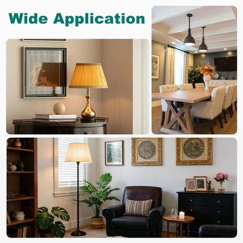 Two Pack 2 In 1 E26 Socket Splitter Adapter Y Shape Lamp Holder Converter For Two Standard Bulbs In One Socket Up To 200W Heat Resistant To 165 C RoHS Certified displayed in various room settings, showcasing versatility.
