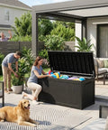 Big Ol 320 Gallon Resin Deck Box Waterproof Outdoor Storage Chest With Lockable Lid UV Resistant For Patio Furniture Pool Accessories