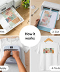 How it works with Premium Sublimation Paper Pack 100 Sheets 8.5 By 11 Letter Size for vivid color transfers on white t-shirt.
