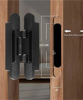 Heavy Duty Hydraulic Buffer Door Hinges With Silent Adjustable Damping For Smooth Invisible Installation On Interior And Exterior Doors, close-up view with measurements.