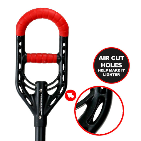 Red and black Dual Soft AIR Light Grip handle of Multi Digger Garden Spade With Reinforced Fiberglass Handle, Lightweight Arrow Head Shovel.