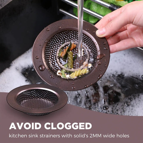 Person using Three Piece Kitchen Sink Drain Strainer And Stopper Set Stainless Steel Garbage Disposal Plug with vegetables inside