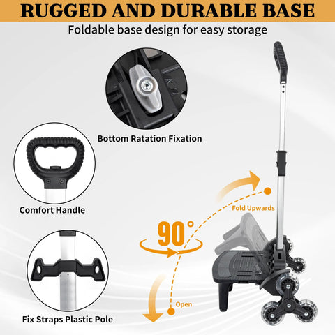 Six Wheel Backpack Trolley Rolling Dolly Cart for Luggage and Travel Hand Truck with foldable base and comfort handle