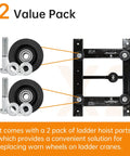 Carriage Wheel Kit Replacement For TranzSporter TP250 TP400 Ladder Hoist Heavy-Duty Wheel Set shown with bolts and washers