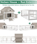 Spacious Wooden Chicken Coop For Four To Six Chickens With Six Nesting Boxes And Pull Out Tray Weatherproof Open Roof shown with expandable run