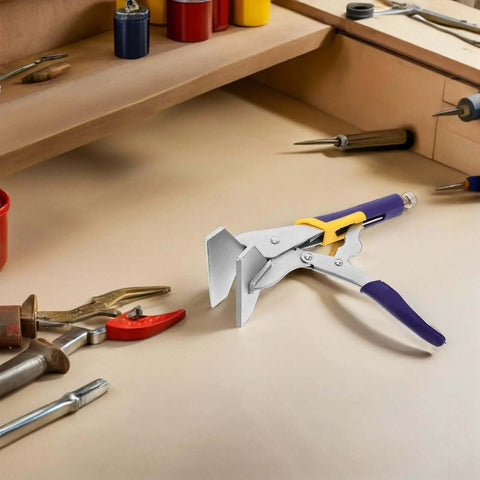 Sheet Metal Hand Seamer Pliers Built Tough Straight Jaw Metal Bending Tool With Non Slip Grippy Ergonomic Handle in workshop setting