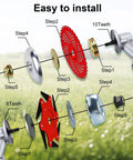 Exploded view of All In One Steel Trimmer Head With Beefy 6 Blade Razors And 36 Tooth Brush Cutter Blade 65Mn Steel Universal Adapter Kit