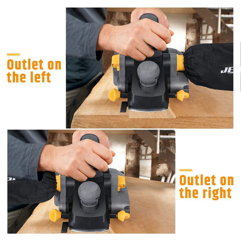 Beefy Seven Point Five Amp Corded Electric Planer With 16500 RPM used on wood with dual dust outlet system