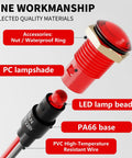 Red PC lampshade of 10 Pack 8mm LED Indicator Lights IP67 Waterproof Panel Mount 5V To 24V Low Power for Car Truck Boat Marine Dash
