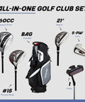 M5 Mens Golf Set With Driver Fairway Wood Hybrid Irons 5 PW Putter Stand Bag And 3 Headcovers All Graphite Shafts overview