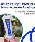 Calibration Solution Set For pH And EC Meters With pH 4.0, pH 7.0, And 2.77 EC Solutions 250 Ml Pack For Hydroponics Growers To Ensure Accurate Readings And Reliable Nutrient Balance. pH meter in calibration solution jar