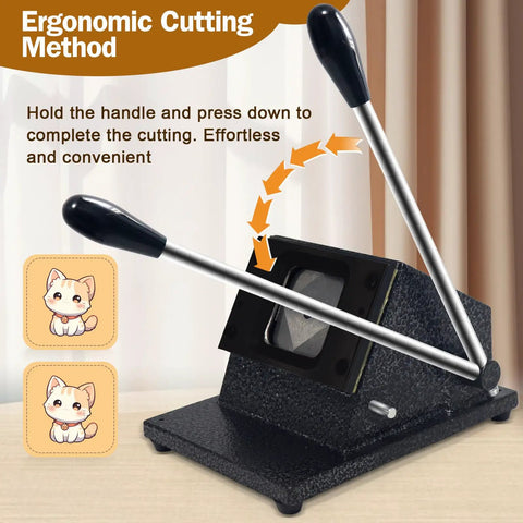 Ergonomic Heavy Duty 2.48 Inch Square Paper Punch Die Cutter For Paper And Photos with dual handles for easy use.