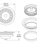 Color Matched Polymer Disposer Flange Kit With Removable Basket Strainer And Rubber Stopper White Durable Sink Accessory For Garbage Disposals No Fuss Easy Install Scratch Resistant, technical diagram