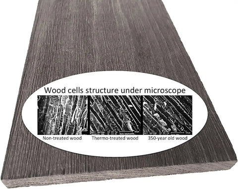 Smart Thermally Modified Barn Wood Wall Planks Nail In 5 W X 24 L 10 Sq Ft with microscope image of wood cells