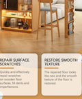 Wood Scratch Repair Spray For Furniture And Floors, quick fix for restoring finish and texture on wooden floors in a living room.